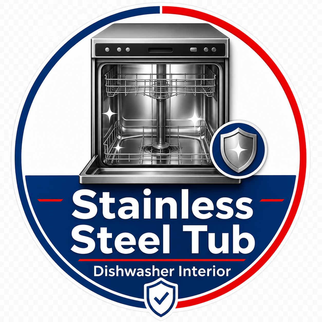 Full stainless-steel dishwasher wash tub